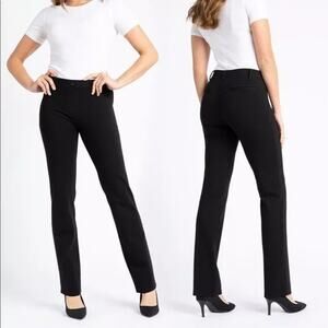 Betabrand Women's Size Large Petite Black Straight Leg Classic Dress Yoga Pants